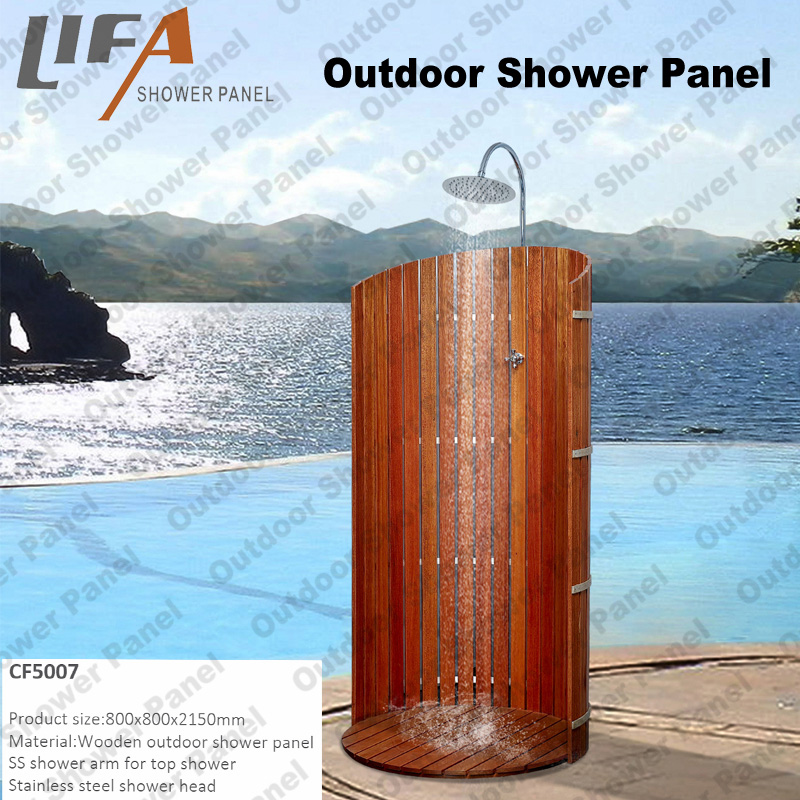 Pannello doccia esterna CF5007, Pannello doccia esterna in legno, Pannello doccia giardino, doccia esterna indipendente